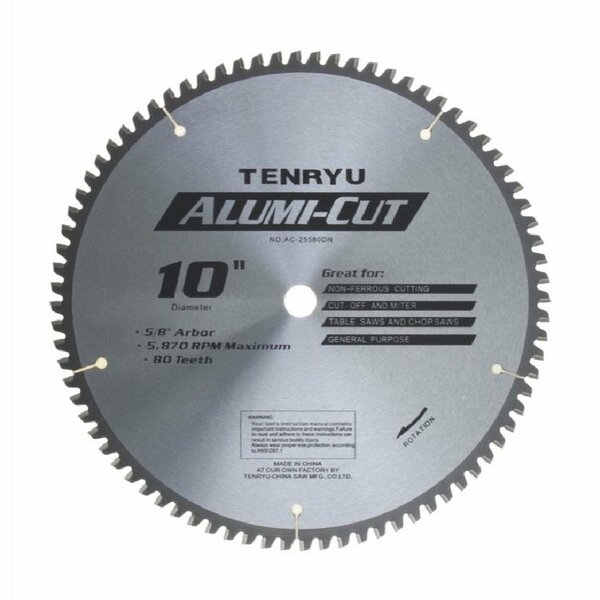 Tenryu 10in Alumi-Cut Clean Non-Ferrous Blade 80T 5/8in Arbor AC-25580DN